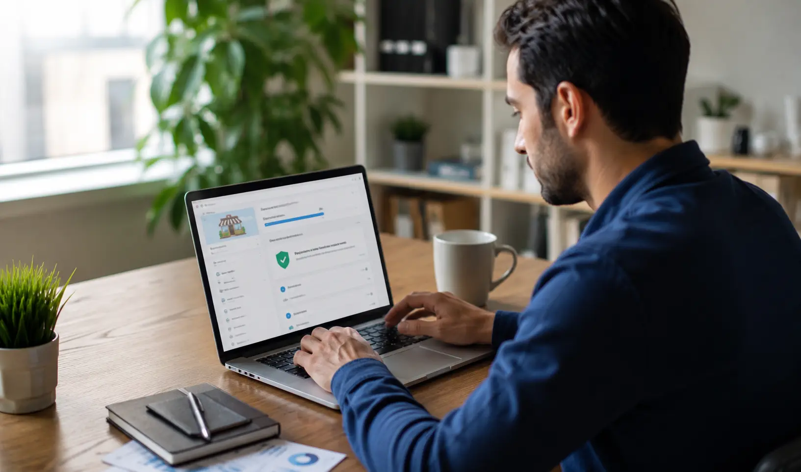 Business owner completing Google Business Profile verification steps on a laptop
